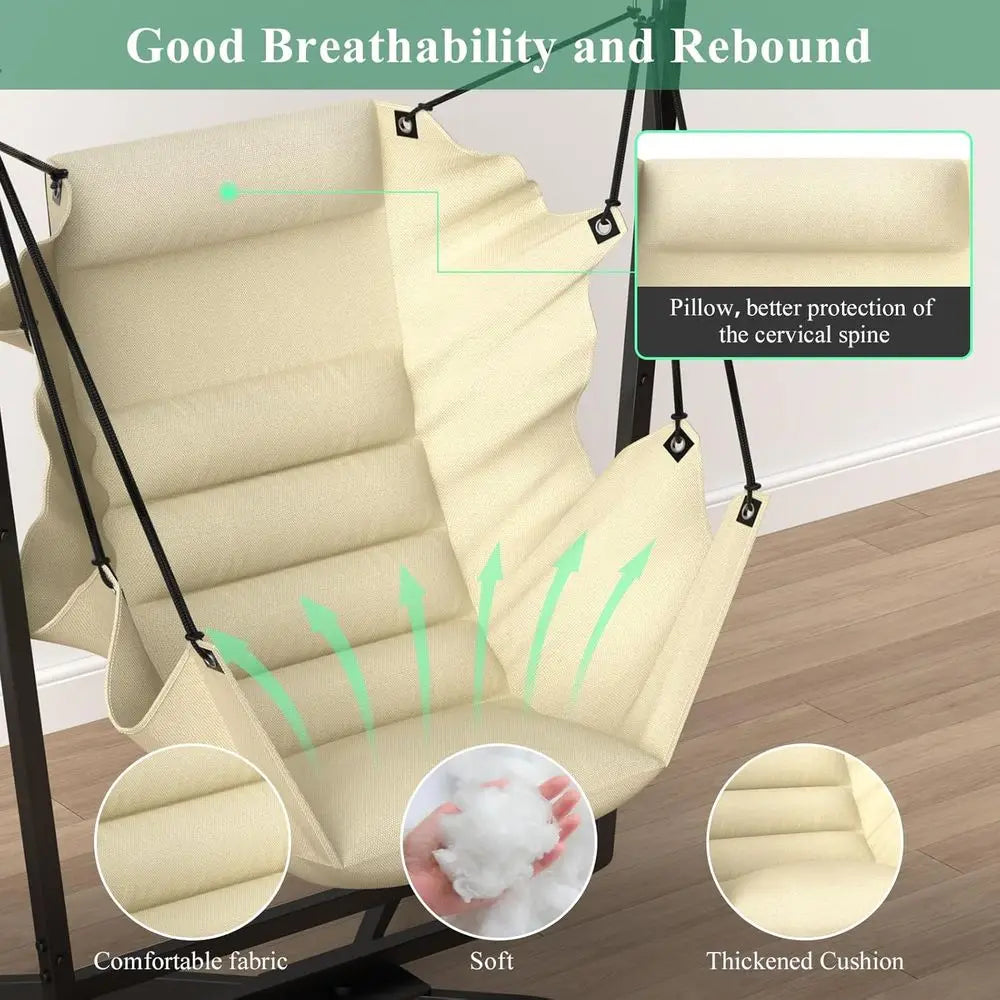 Swivel Hammock Swing Chair with Stand & Cushions