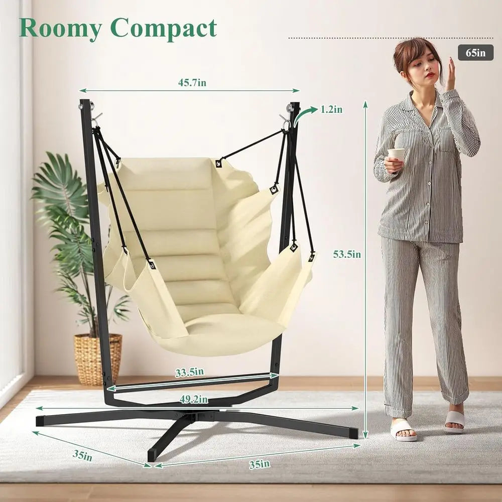 Swivel Hammock Swing Chair with Stand & Cushions