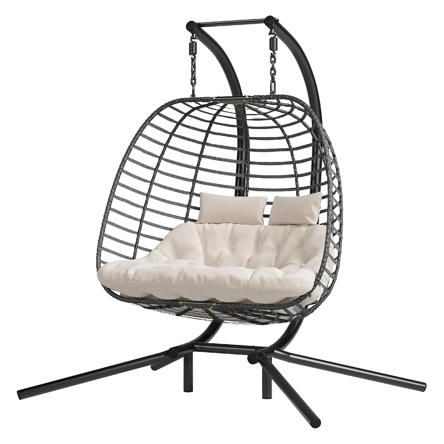 Double Hanging Egg Chair with Stand
