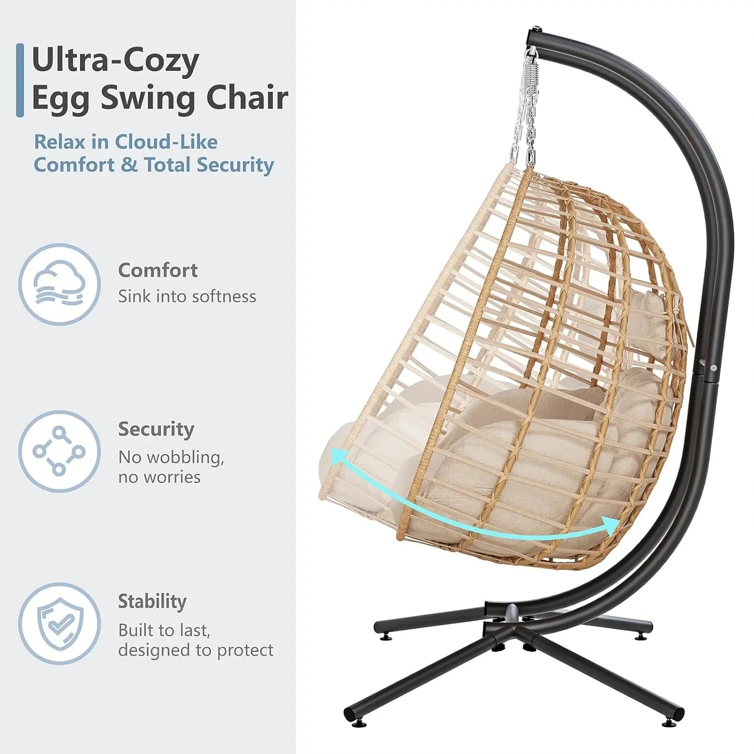 Double Hanging Egg Chair with Stand