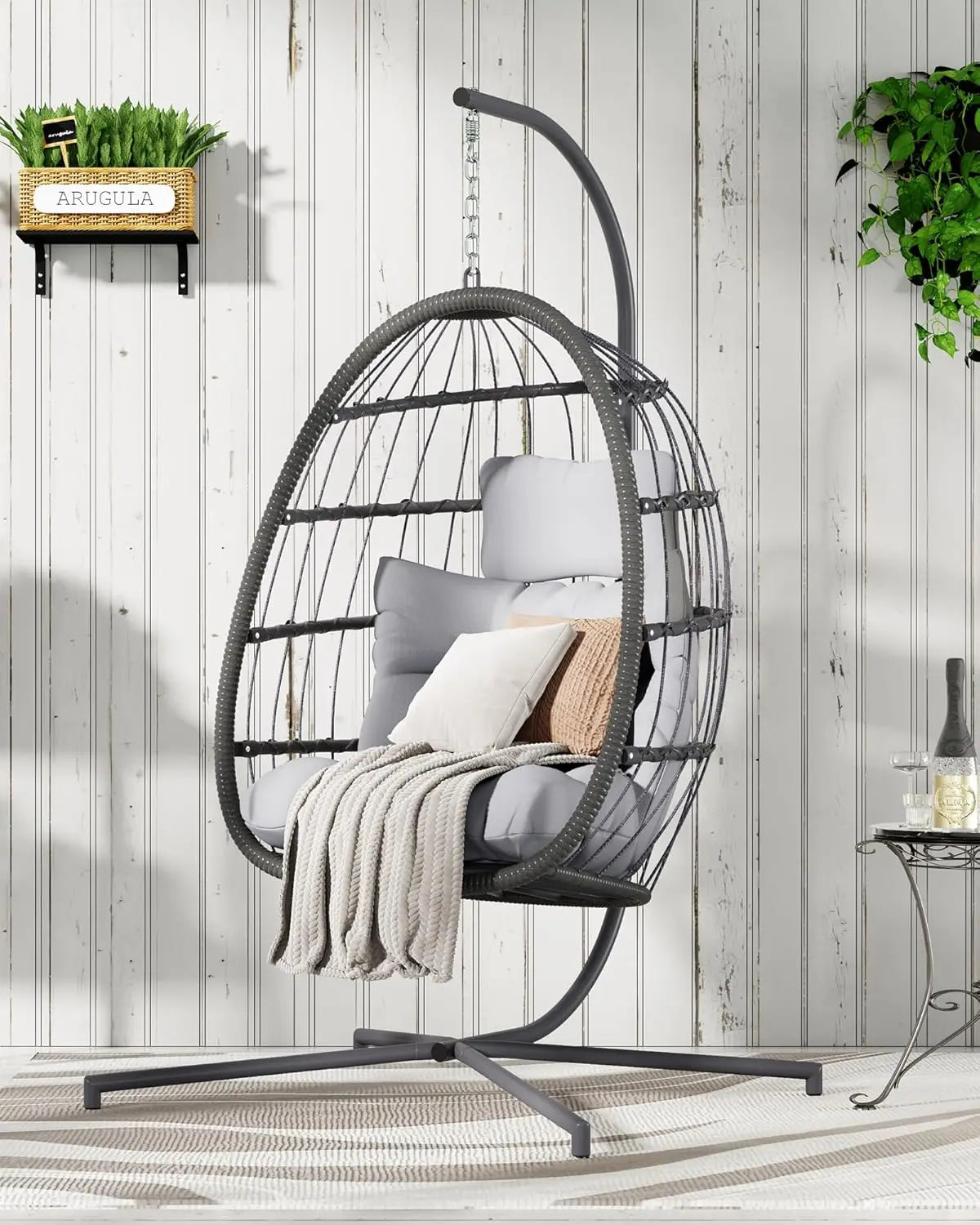Double Hanging Egg Chair with Stand