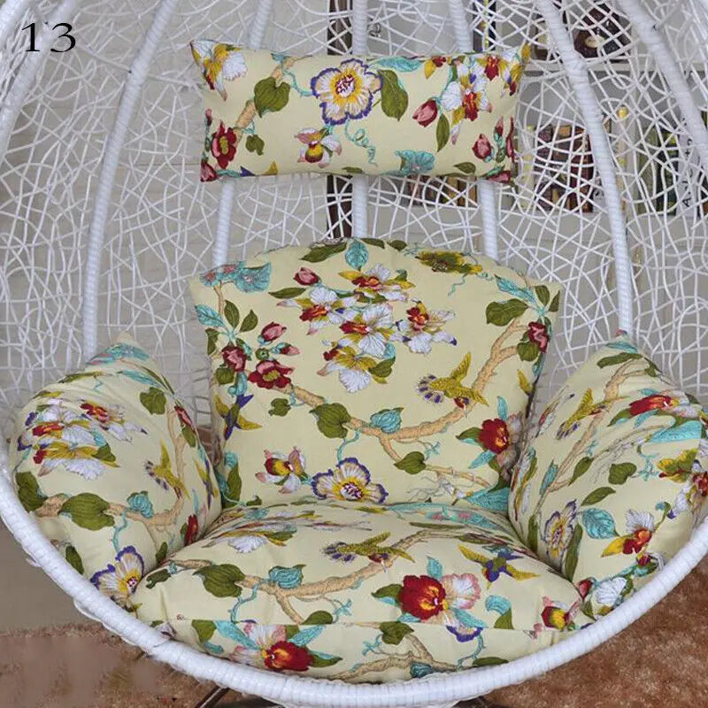 Hanging Swing Egg Chair Cushion Cover Patio Large Round Papasan Pad Detachable Garden Lounger Cushion Cover (No Filling)