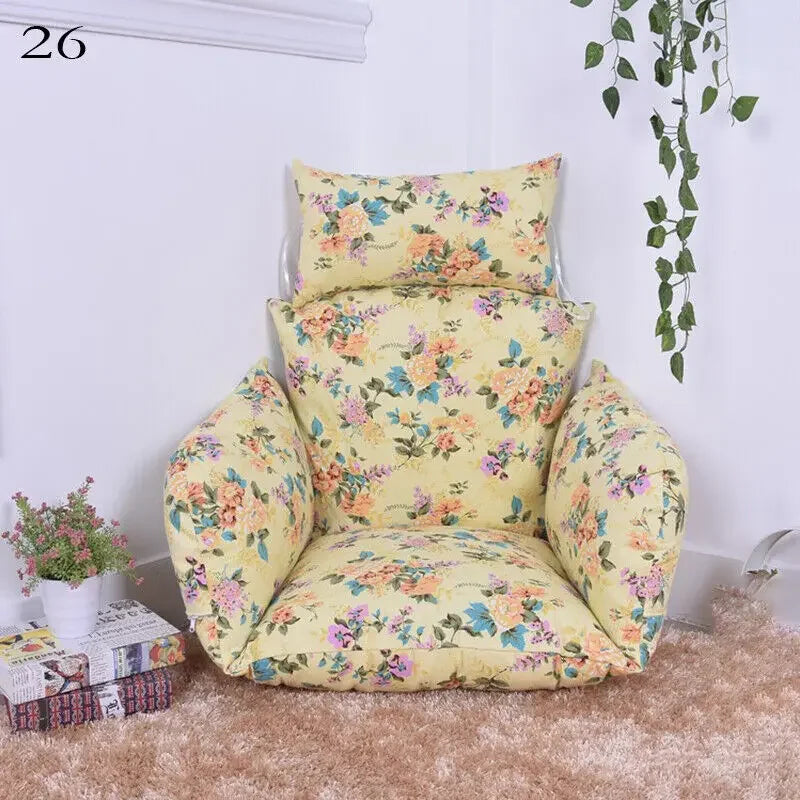 Hanging Swing Egg Chair Cushion Cover Patio Large Round Papasan Pad Detachable Garden Lounger Cushion Cover (No Filling)