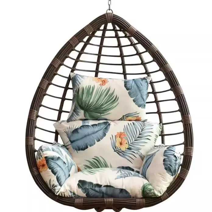 Hanging Swing Egg Chair Cushion Cover Patio Large Round Papasan Pad Detachable Garden Lounger Cushion Cover (No Filling)