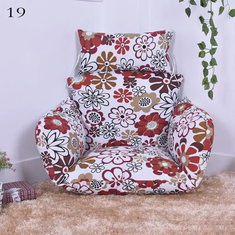 Hanging Swing Egg Chair Cushion Cover Patio Large Round Papasan Pad Detachable Garden Lounger Cushion Cover (No Filling)
