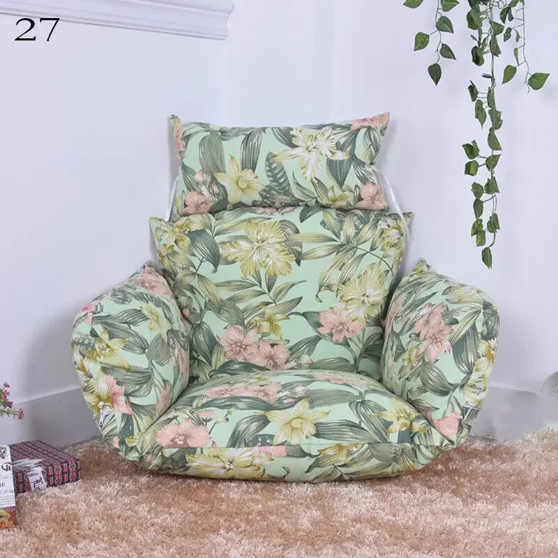 Hanging Swing Egg Chair Cushion Cover Patio Large Round Papasan Pad Detachable Garden Lounger Cushion Cover (No Filling)