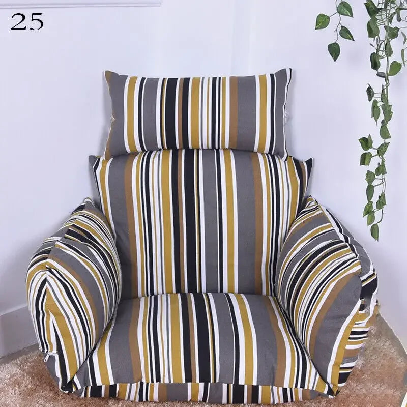 Hanging Swing Egg Chair Cushion Cover Patio Large Round Papasan Pad Detachable Garden Lounger Cushion Cover (No Filling)