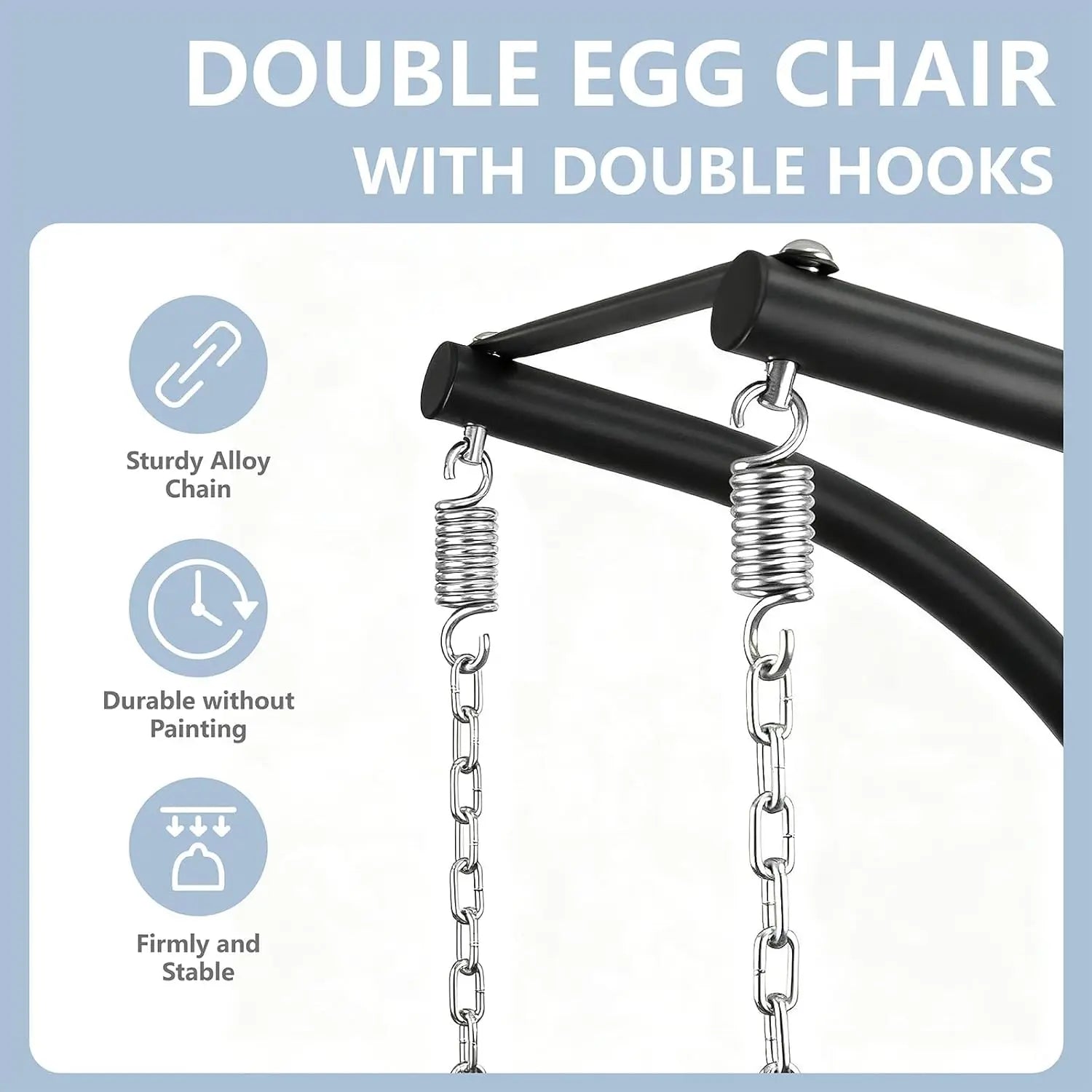 Double Hanging Egg Chair with Stand