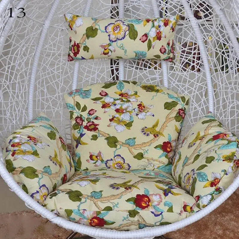 Hanging Swing Egg Chair Cushion Cover Patio Large Round Papasan Pad Detachable Garden Lounger Cushion Cover (No Filling)
