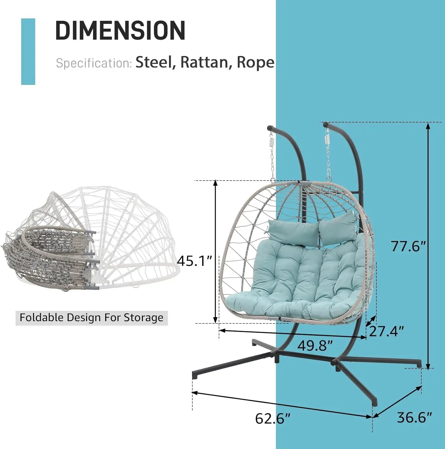 Double Egg Swing Chair with Stand