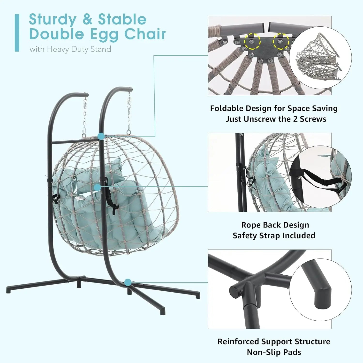 Double Egg Swing Chair with Stand