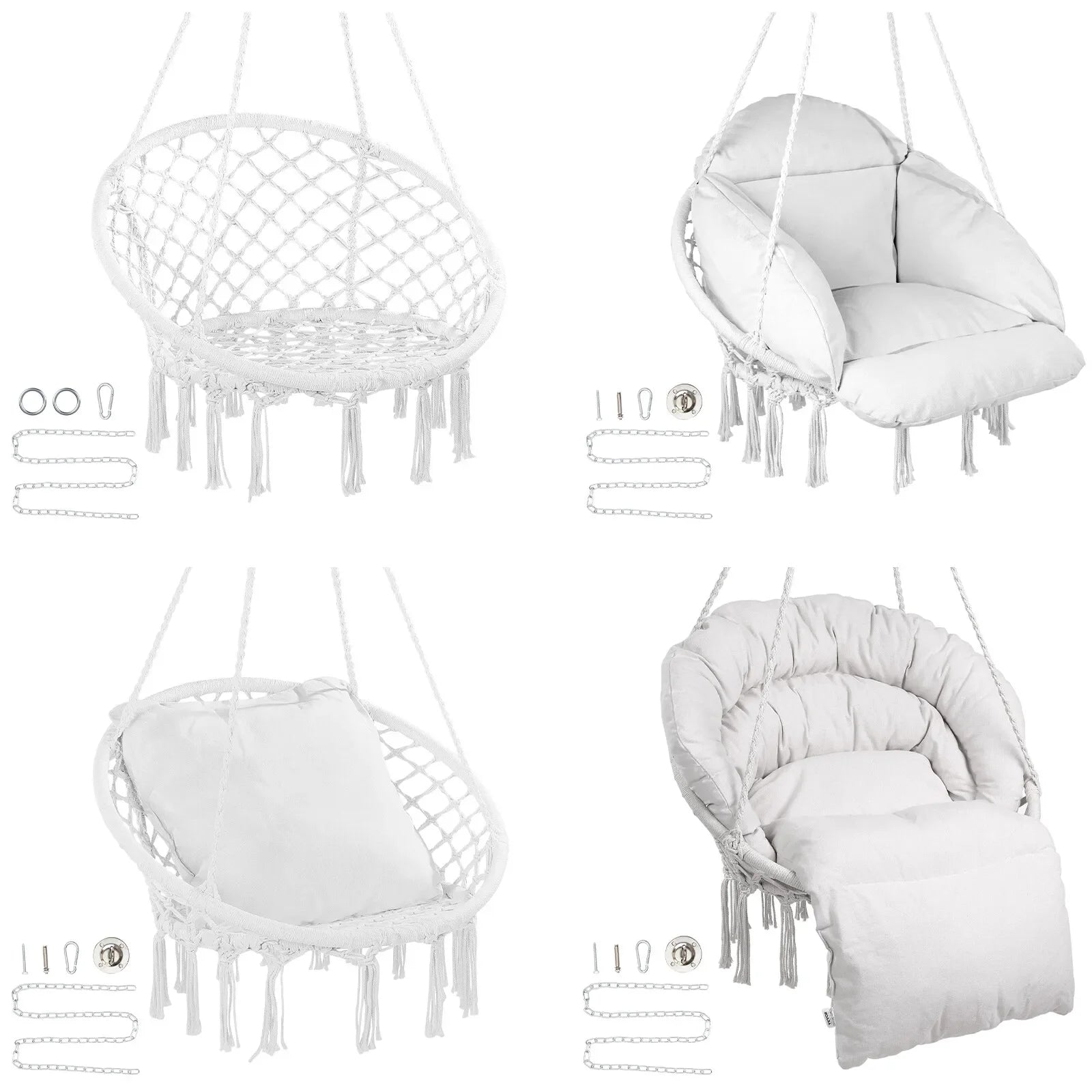 Hammock Chair Macramé Swinging Hanging Chair Outdoor Indoor