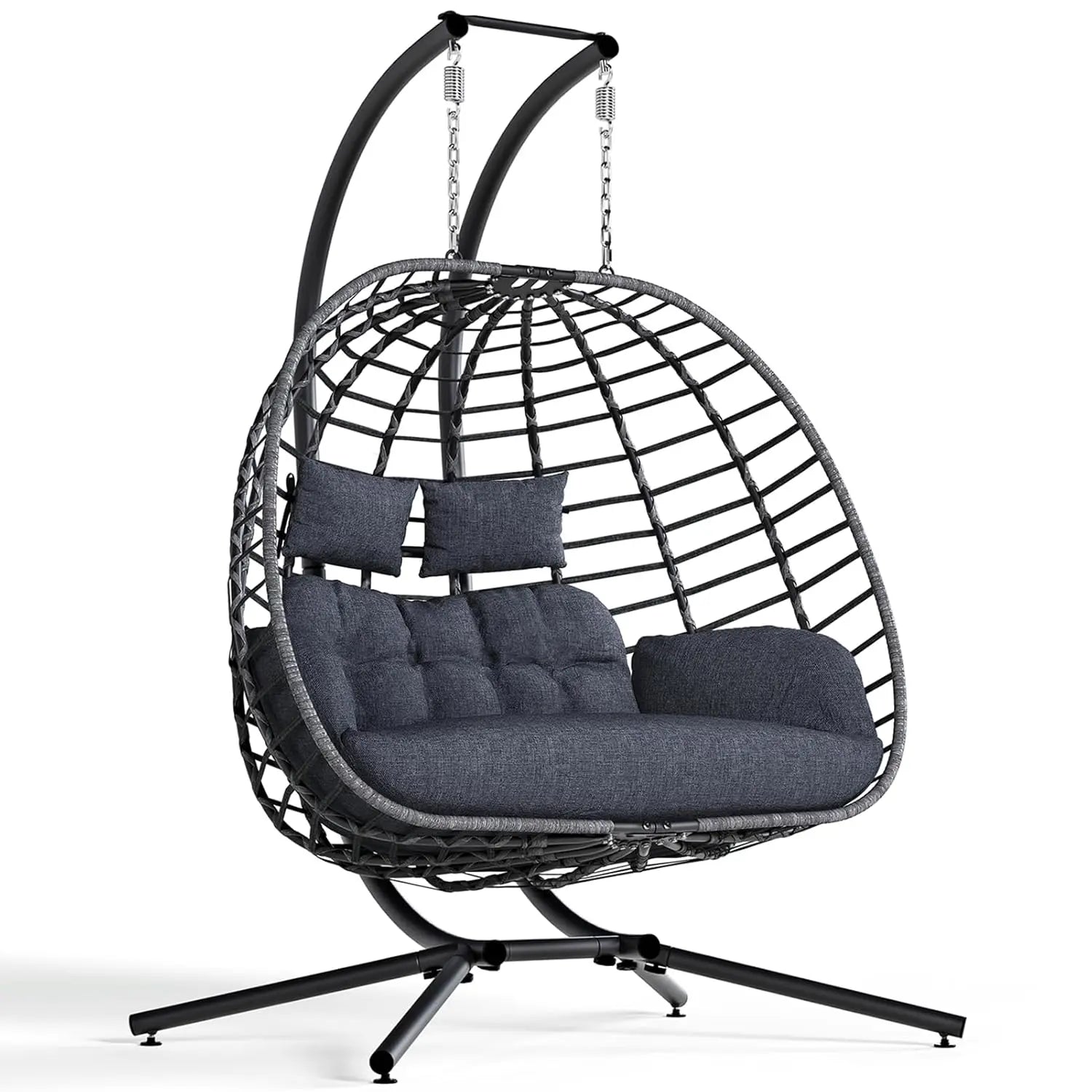 Double Hanging Egg Chair with Stand