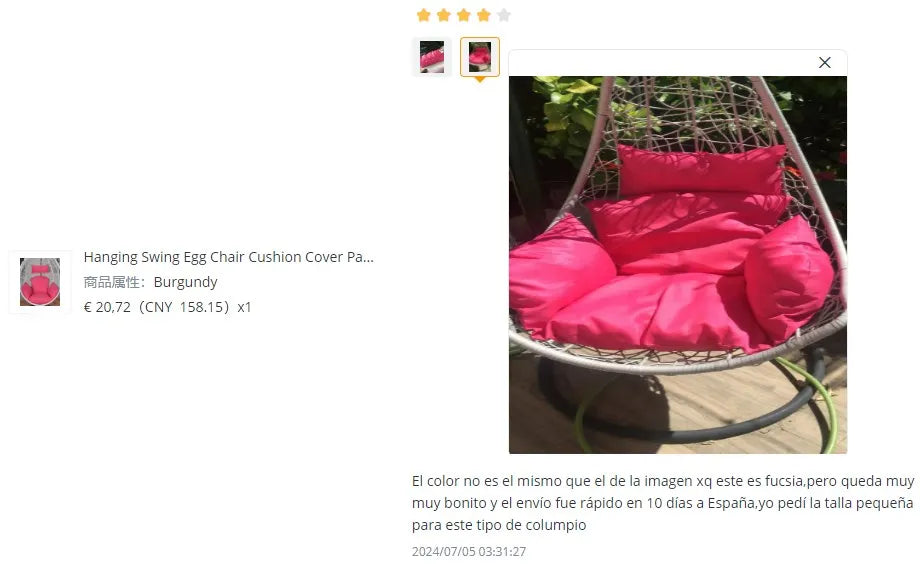 Hanging Swing Egg Chair Cushion Cover Patio Large Round Papasan Pad Detachable Garden Lounger Cushion Cover  (No Filling)